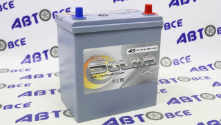 Аккумулятор 45А SOLAR евро (ОП правый+) Азиат (190/120/220) Турция