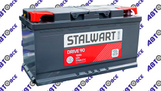Аккумулятор 90А (пуск-770А) STALWART Drive гост (ПП левый +) (35.3*17.5*19.0) завод АКОМ