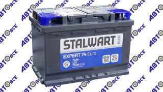 Аккумулятор 74А (пуск-700А) STALWART Expert евро (ОП правый +) (27.8*17.5*19.0) завод АКОМ
