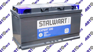 Аккумулятор 100А (пуск-850А) STALWART Expert гост (ПП левый +) (35.3*17.5*19.0) завод АКОМ
