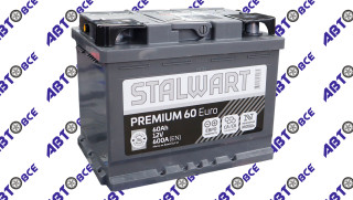 Аккумулятор 60А (пуск-600А) STALWART Premium евро (ОП правый +) (24.2*17.5*19.0) завод АКОМ