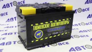 Аккумулятор 75А Тюмень евро (ОП правый+) Россия
