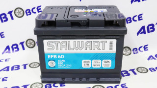 Аккумулятор 60А (пуск-580А) STALWART EFB гост (ПП левый +) (24.2*17.5*19.0) завод АКОМ