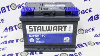 Аккумулятор 60А (пуск-540А) STALWART Expert гост (ПП левый +) (24.2*17.5*19.0) завод АКОМ