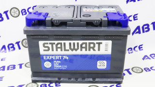 Аккумулятор 74А (пуск-700А) STALWART Expert гост (ПП левый +) (27.8*17.5*19.0) завод АКОМ