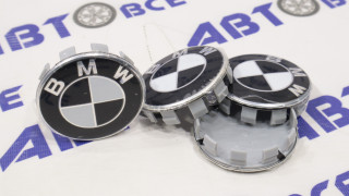 Колпачок ступицы (пластик) комплект 4шт BMW черно-белый (70мм)