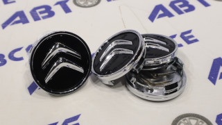 Колпачок ступицы (пластик) комплект 4шт Citroen черный хром (60мм)
