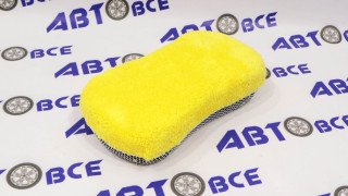 Губка микрофибра SKYWAY 24*11*5,5см двусторонняя с сеткой скрапер