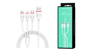 Кабель 3в1 Lightning+Micro+Type-c белый BOROFONE