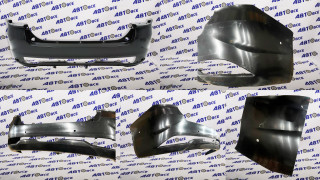 Бампер задний Vesta FL=NG (седан), Vesta SW FL=NG (универсал) (6 отверстий под парктроник с кронштейнами) (под окрас) УЦЕНКА (царапины) АвтоВаз