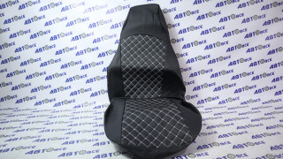 Чехлы сидений ВАЗ-2107 РОМБ Экокожа черно-белая нить