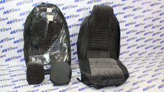 Чехлы сидений Logan,Sandero (раздельная спинка) PILOT Флок, иероглифы серый