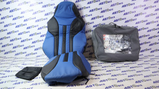 Чехлы сидений универсальные  экокожа черный/синий LORD AVTO