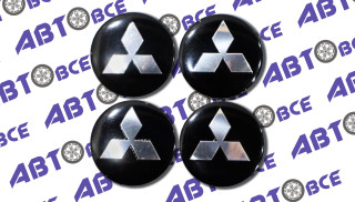 Наклейка эмблема на диски (полусфера) MITSUBISHI черные 4шт Самара