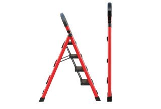 Стремянка складная 5 ступеней,красная TOTAL