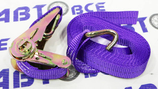 Стяжка груза 1,0т 6,0м SKYWAY STAFF 25мм фиолетовый храповый механизм с крюками полиэстер 1шт