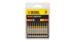 Набор бит PH2 x50, сталь S2, шестигранный профиль (комплект 10шт) Denzel