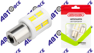 Лампа LED-диодная (Стоп=габарит=поворот) P21W BA15s 12/24V-3.5W 6000K 385Лм биполяр CANBUS (прямой цоколь) однаконтактная 28SMD SKYWAY