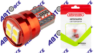 Лампа LED - диодная W5W (T10) W2.1x9.5d 12/24V-1.5W 6000K 165Лм биполяр CANBUS 6SMD (комплект 2шт) SKYWAY