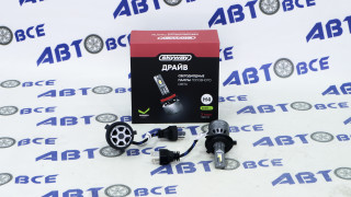 Лампа фары LED - диодная H4 6000K - 5600Лм - 12в - 56W ДРАЙВ вентилятор комплект 2шт SKYWAY