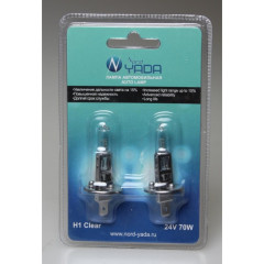 Лампа фары (галогенная) Дальний свет H1 12V 100W CLEAR (блистер к-т: 2шт) NORD YADA 
