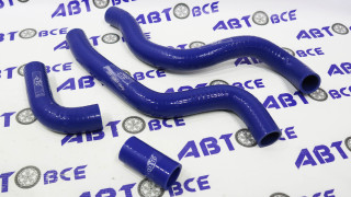 Патрубки радиатора ВАЗ-2112 (комплект 4шт) верх+низ+угол+коротыш (сликон синий) ПТП