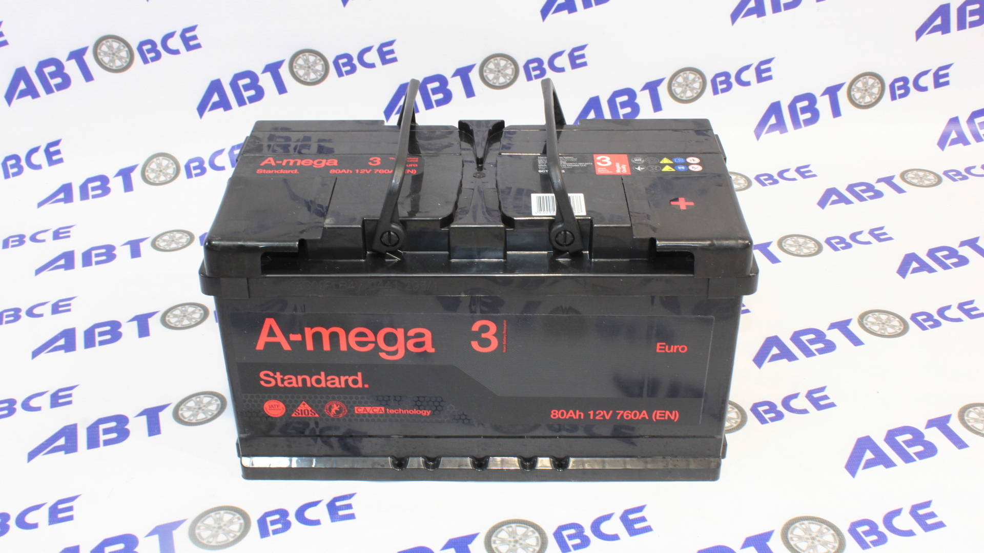 Аккумулятор 80А (пуск-760А) AMEGA евро (правый+) (315*175*175) Standart