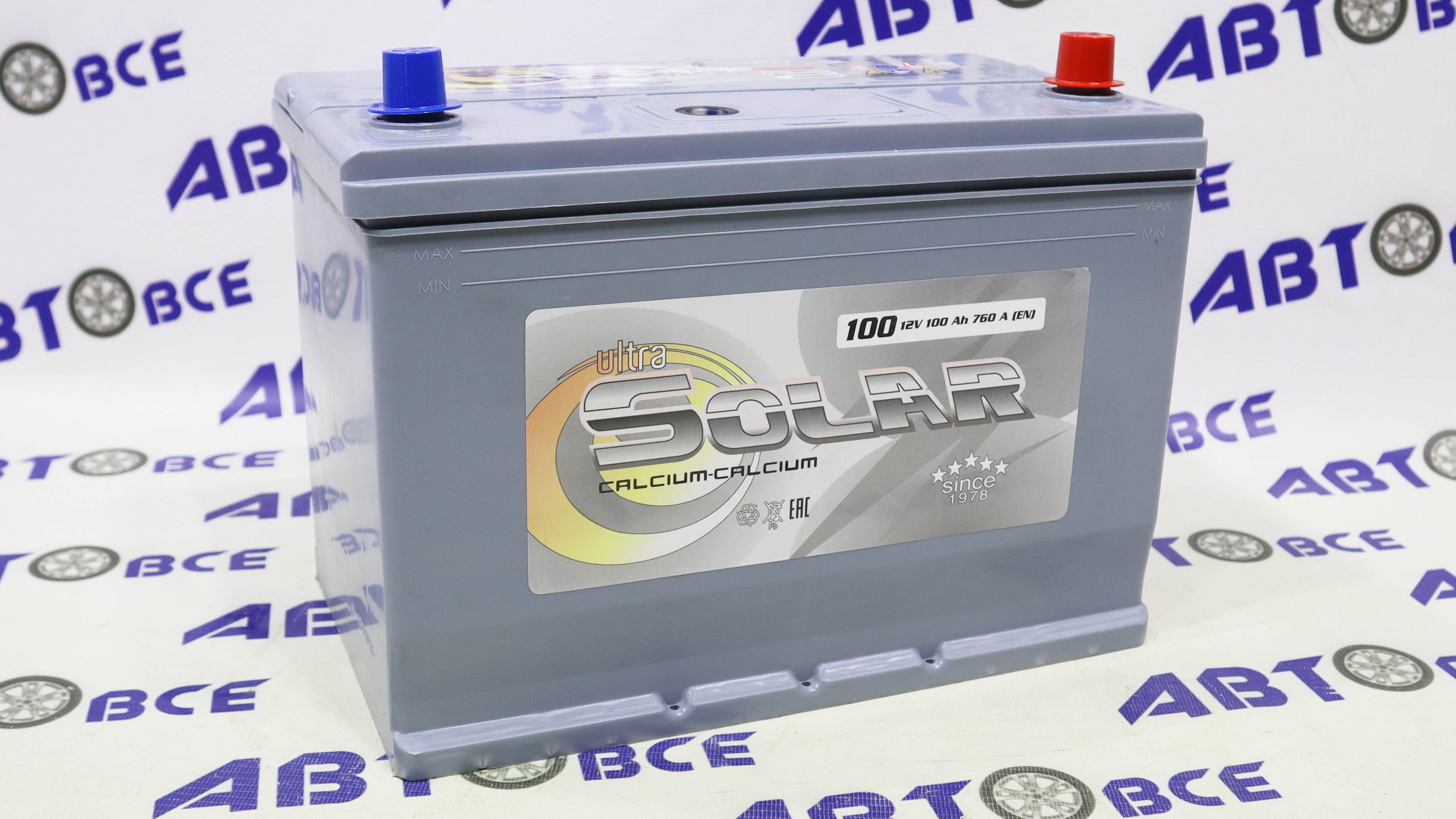 Аккумулятор 100А SOLAR евро (ОП правый+) Азиат 