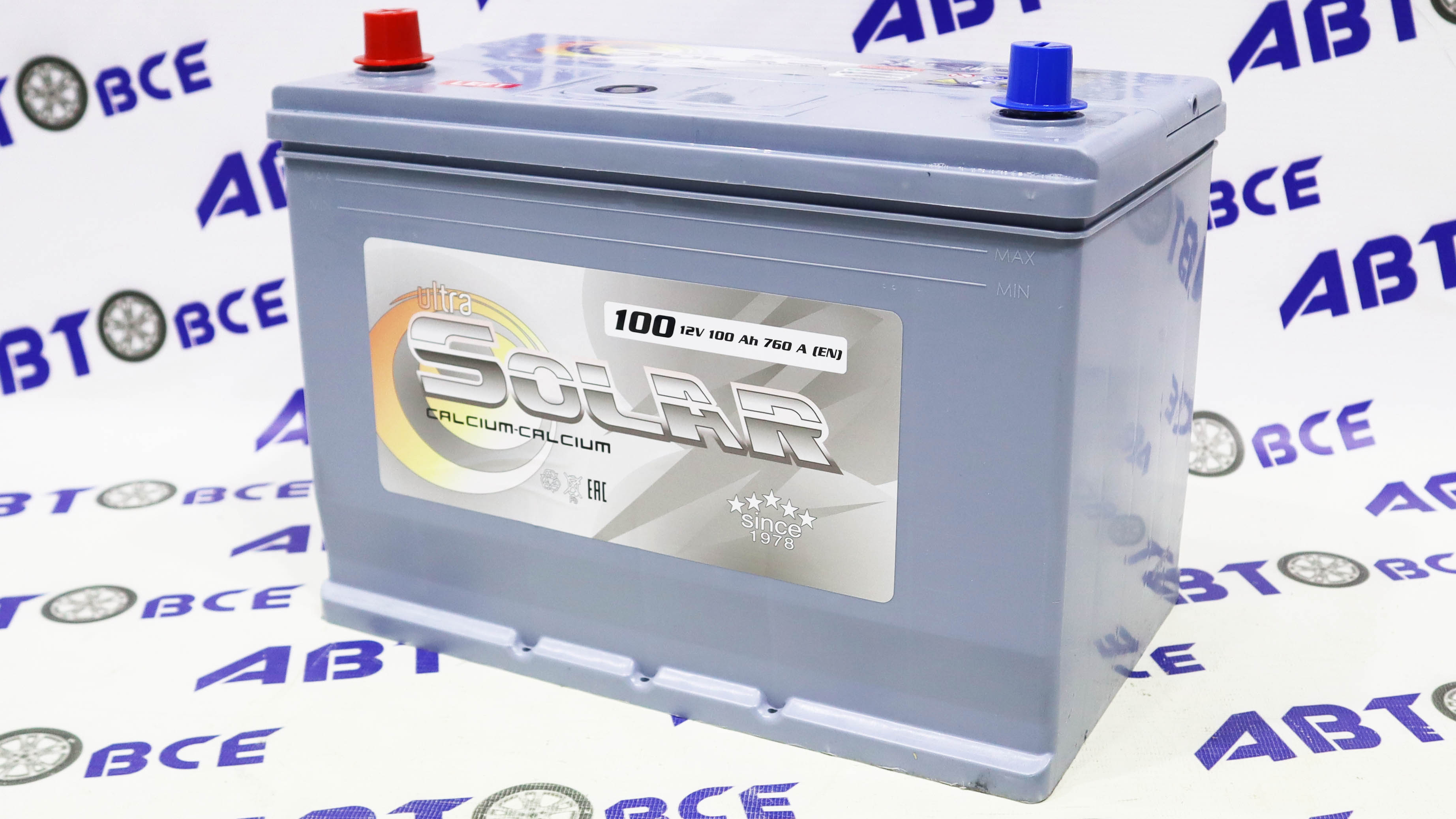 Аккумулятор 100А SOLAR гост (ПП левый+) (300/175/220), Азиат Турция