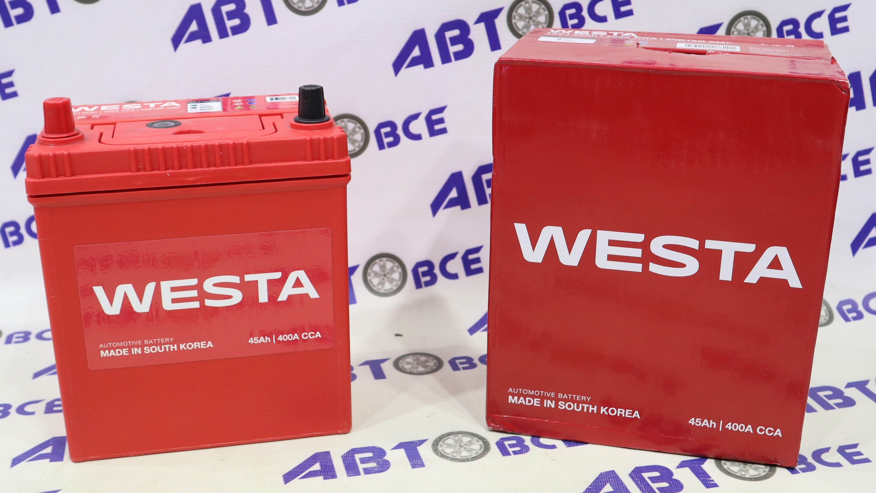 Аккумулятор 45А (400A) WESTA гост  (ПП левый +) (187/127/220) Азиат