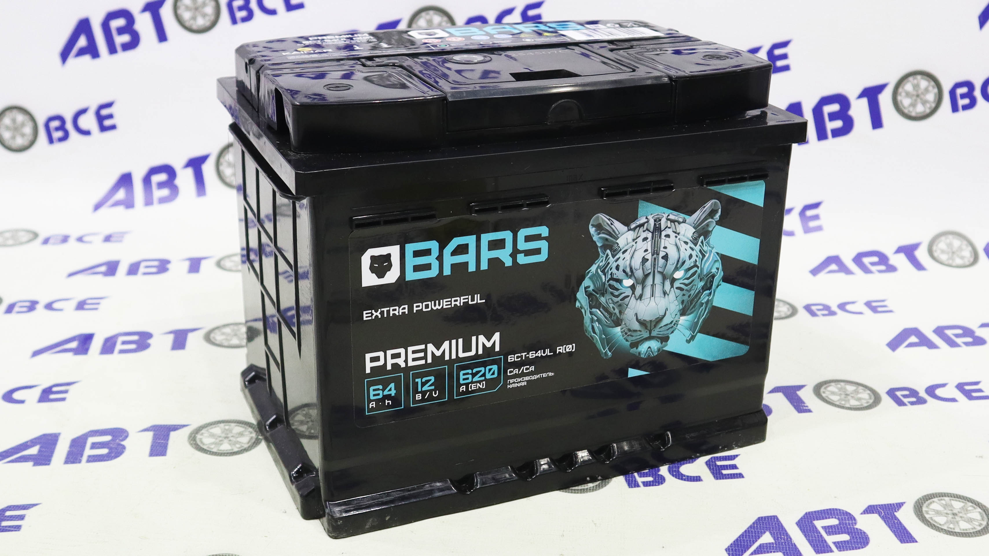 Аккумулятор 64А (620A) BARS Premium евро (ОП правый+) (242/175/190) Казахстан