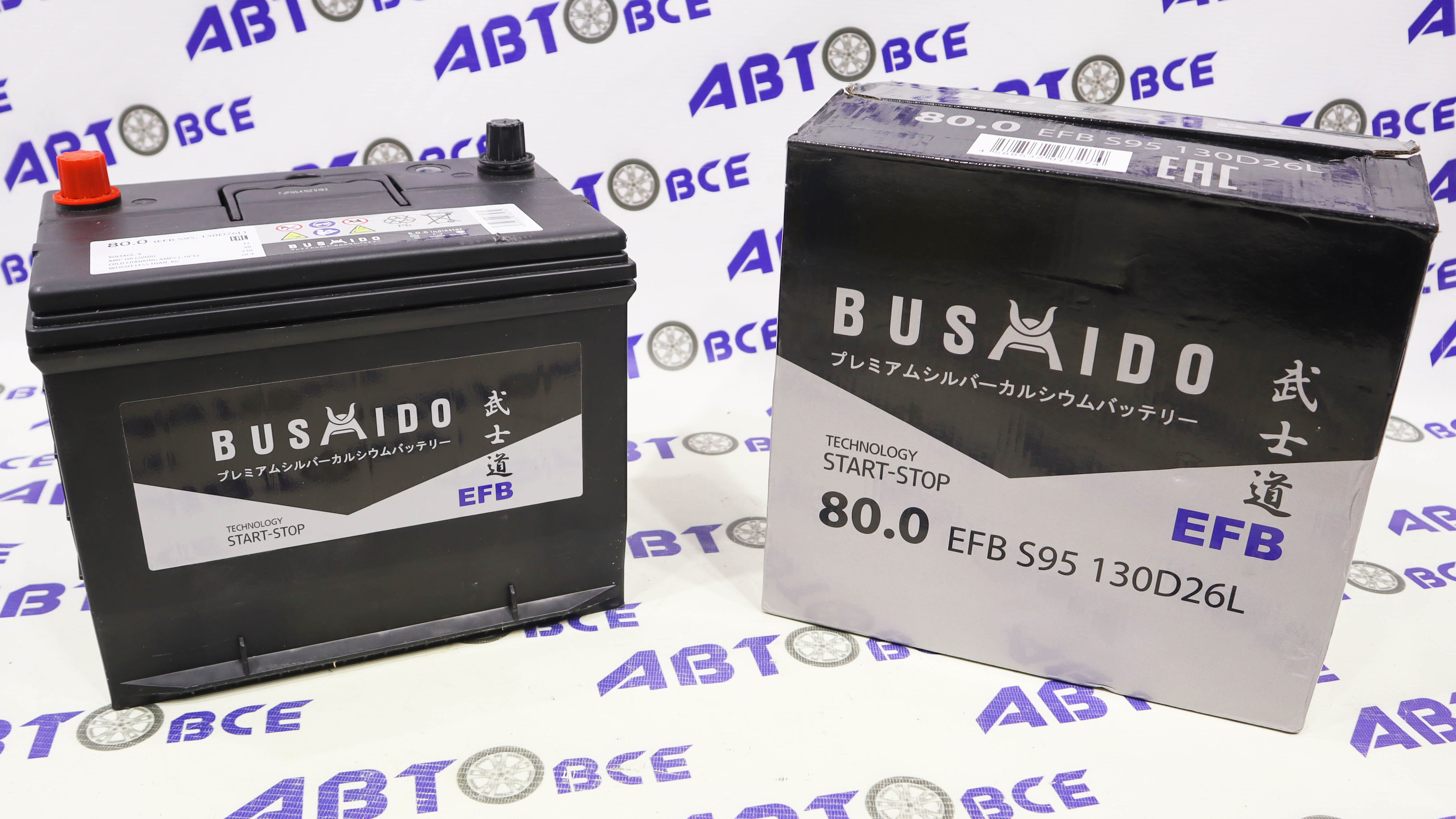 Аккумулятор 80А BUSHIDO EFB евро (ОП правый+) Азиат