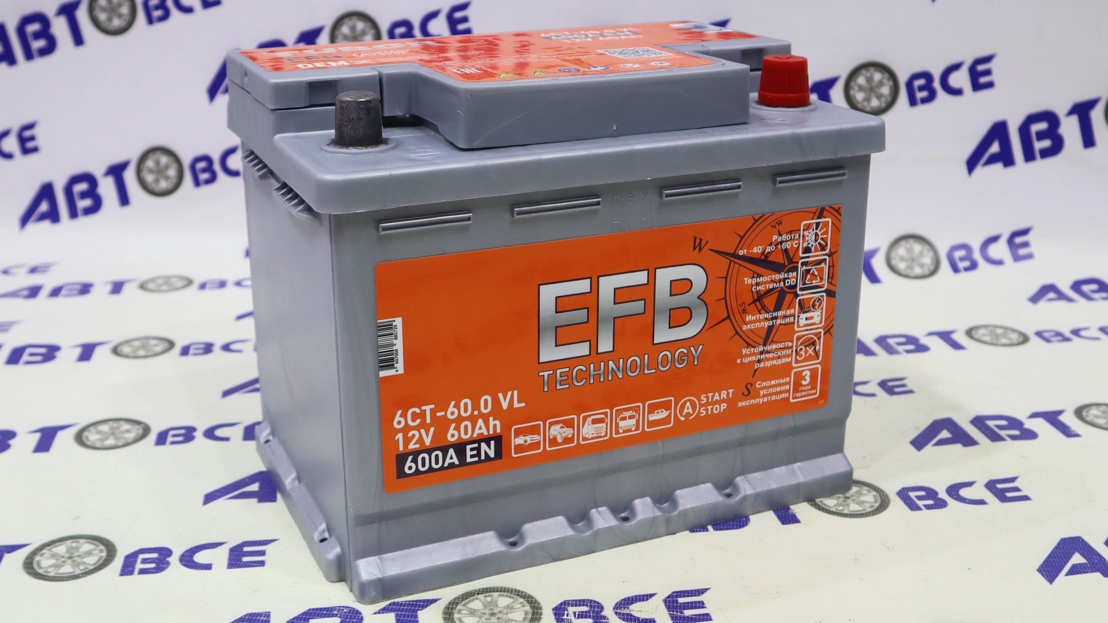 Аккумулятор 60А (600A) TUBOR EFB евро (ОП правый +) (242/175/190) 