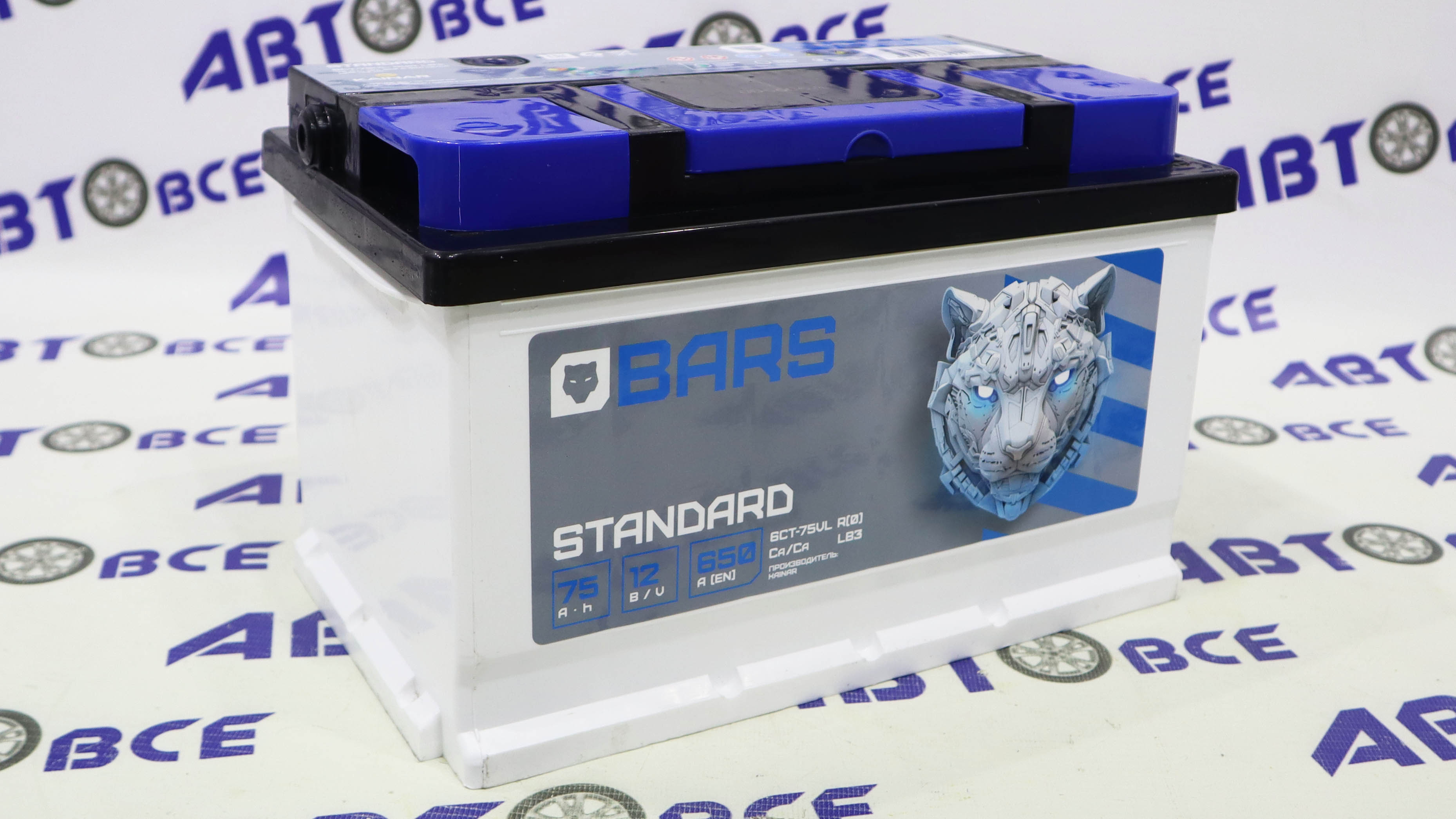 Аккумулятор 75А (650А) BARS Евро ОП (Правый +) низ (278/175/175) Казахстан