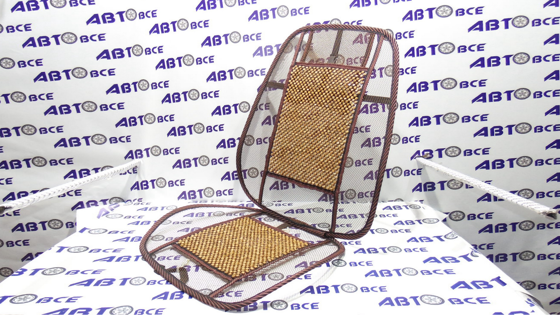 Накидки на сиденье ортопедическая с деревянным массажером коричневый мелкий квадрат (131х51) NOVA BRIGHT