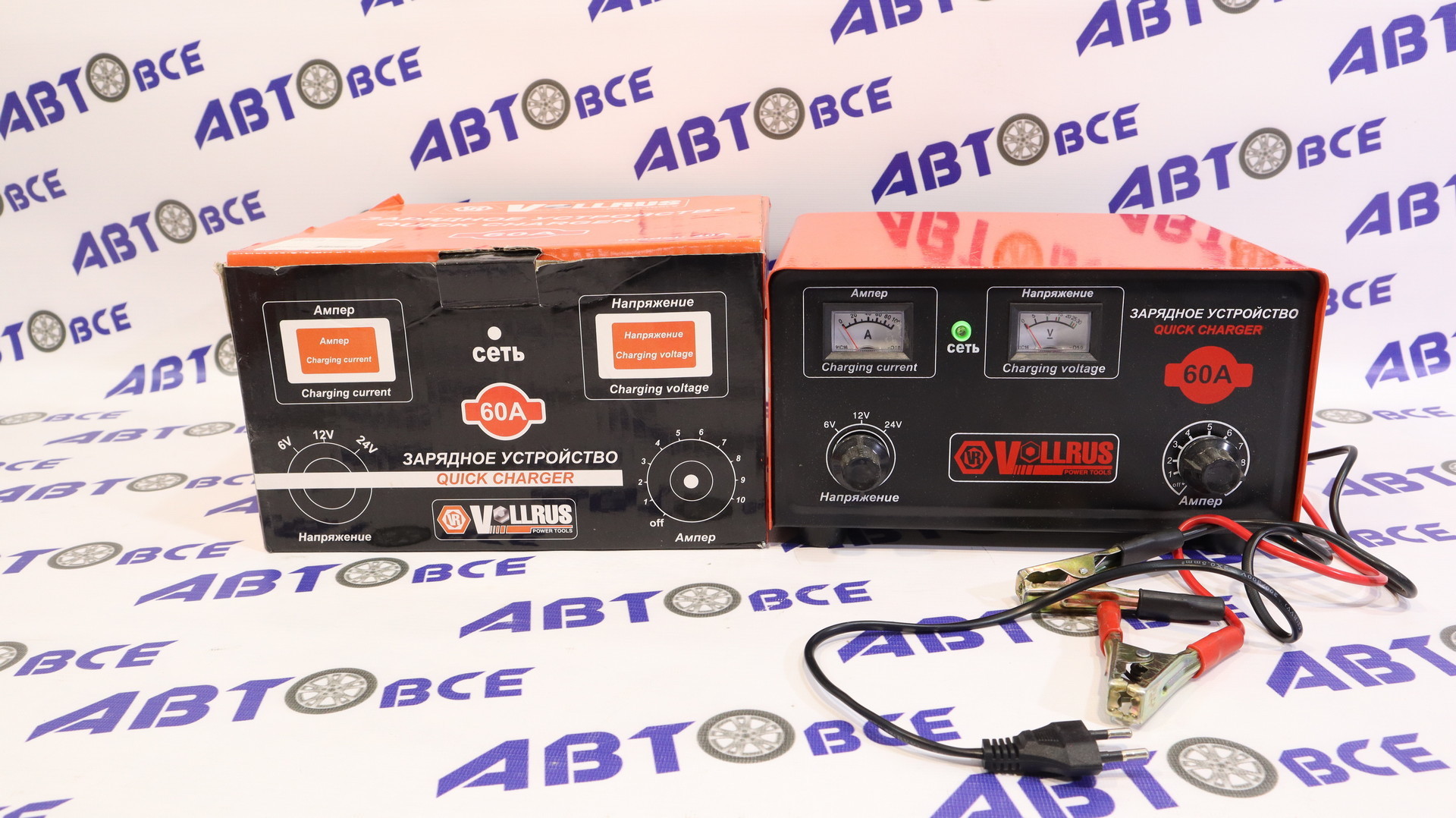 Зарядное устройство для АКБ 6-12-24V 60A VOLLRUS