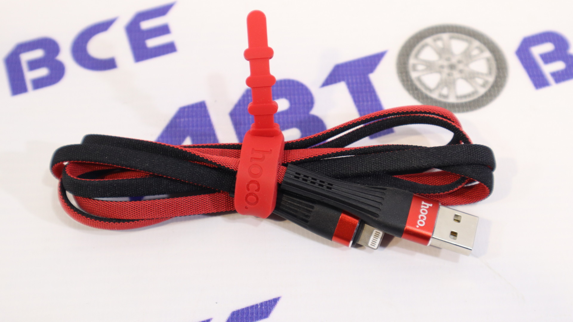 Кабель USB Slender Lightning U39 черно-красный 1.2м (2.4А) HOCO