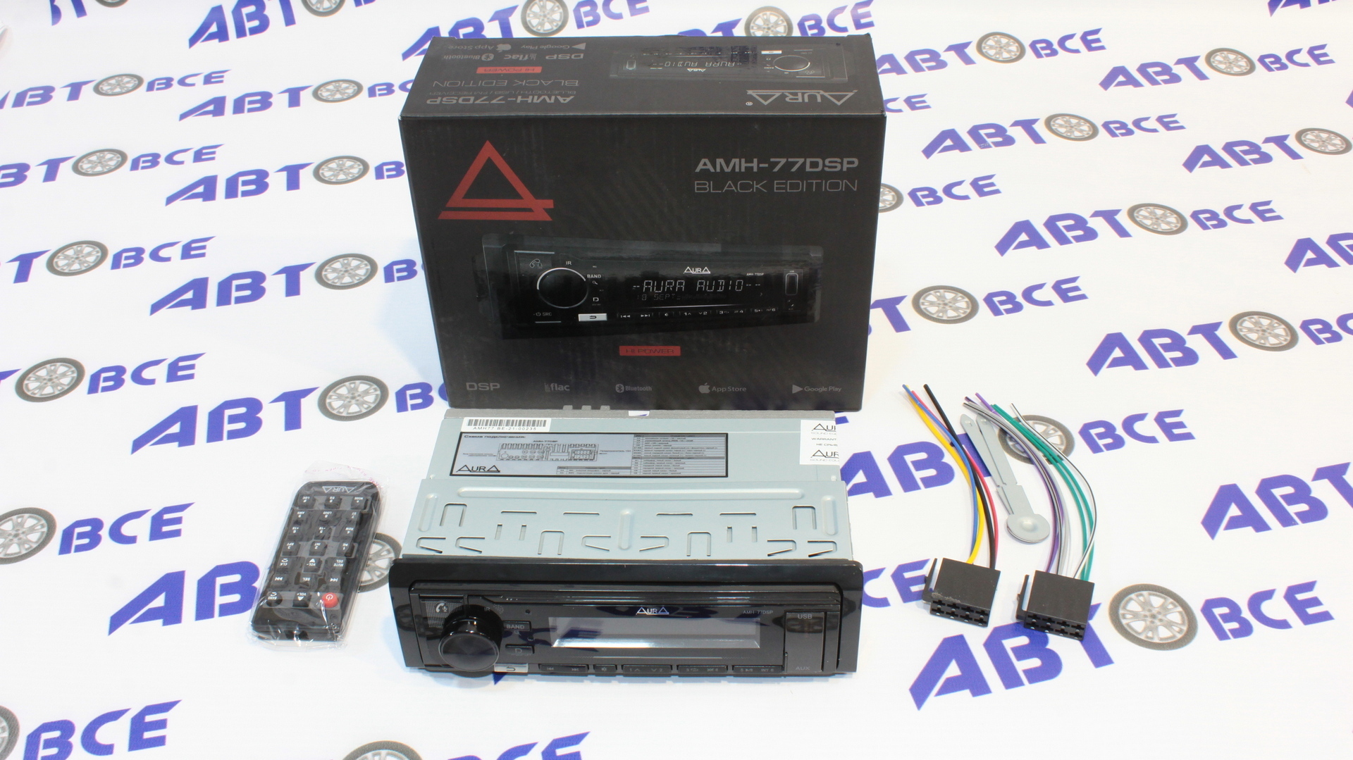 Автомагнитола (магнитофон) 1din белая (USB/BT/SD/FM/AUX) AMH77DSP с DSP процессором AURA