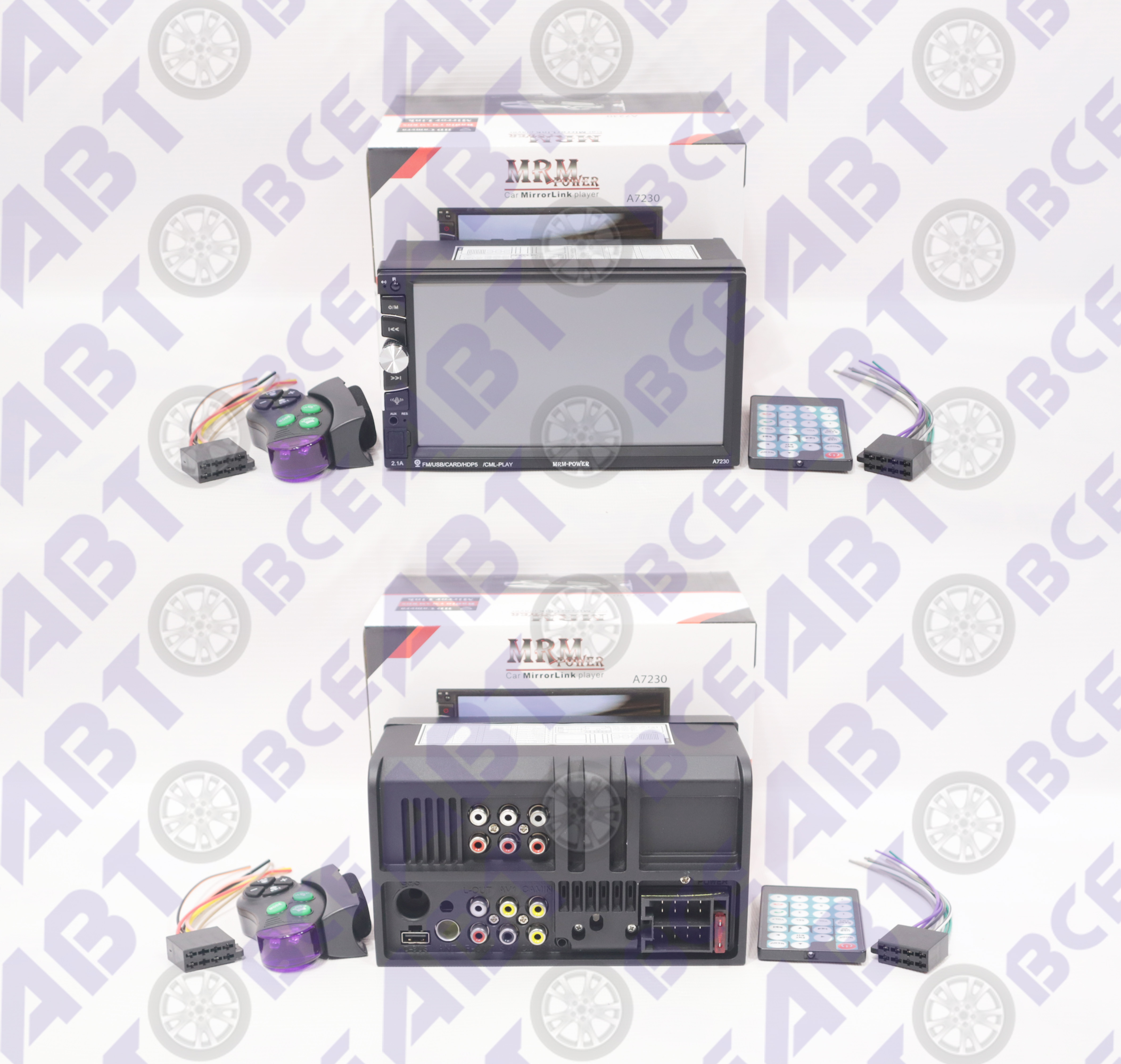 Автомагнитола (магнитофон) 2din черная (USB/BT/SD/FM/AUX/MP3-MP5) A7230 MRM