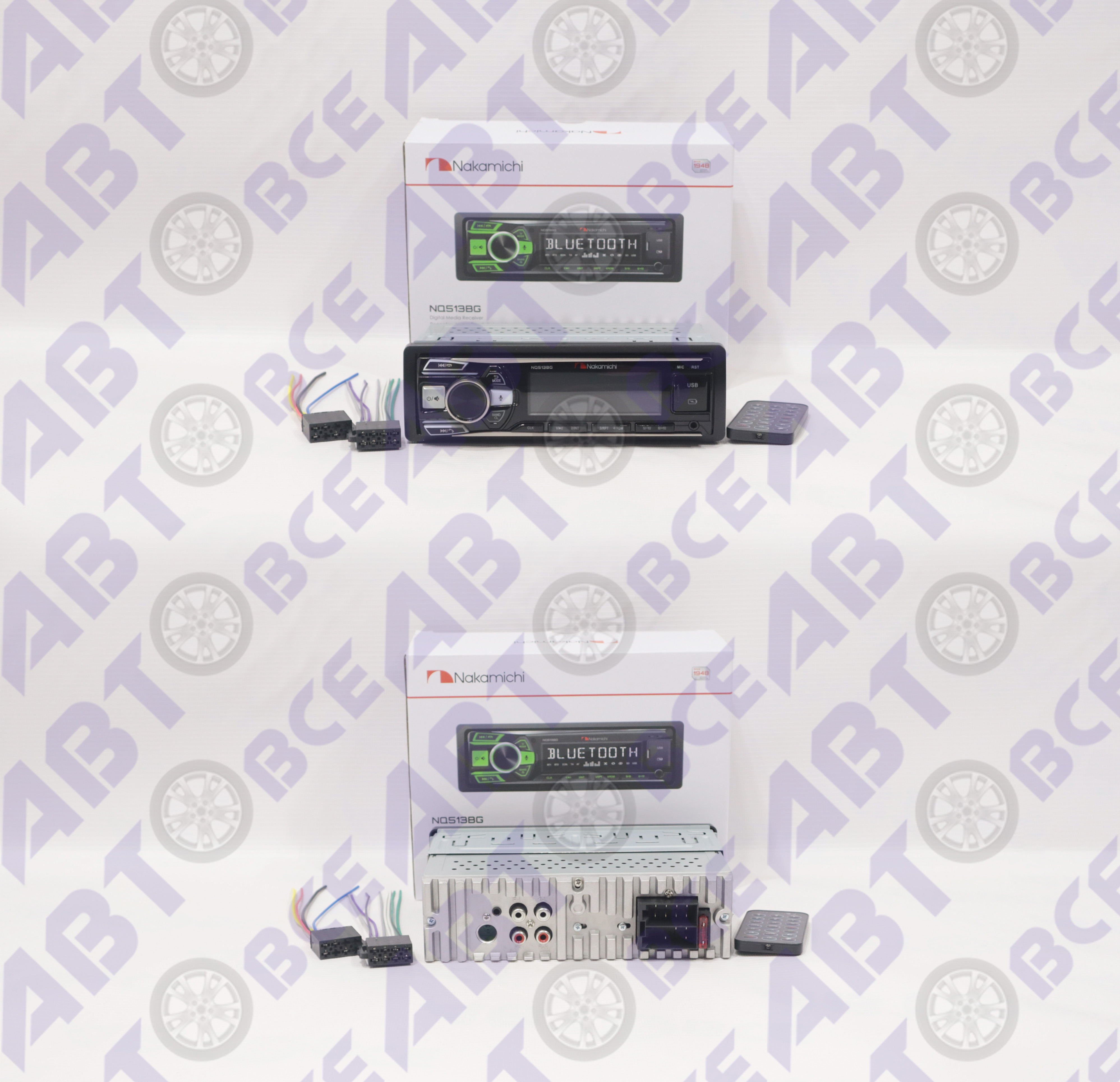 Автомагнитола NQ513BG 1din зеленая  (USB/BT/SD/FM/AUX) NAKAMICHI