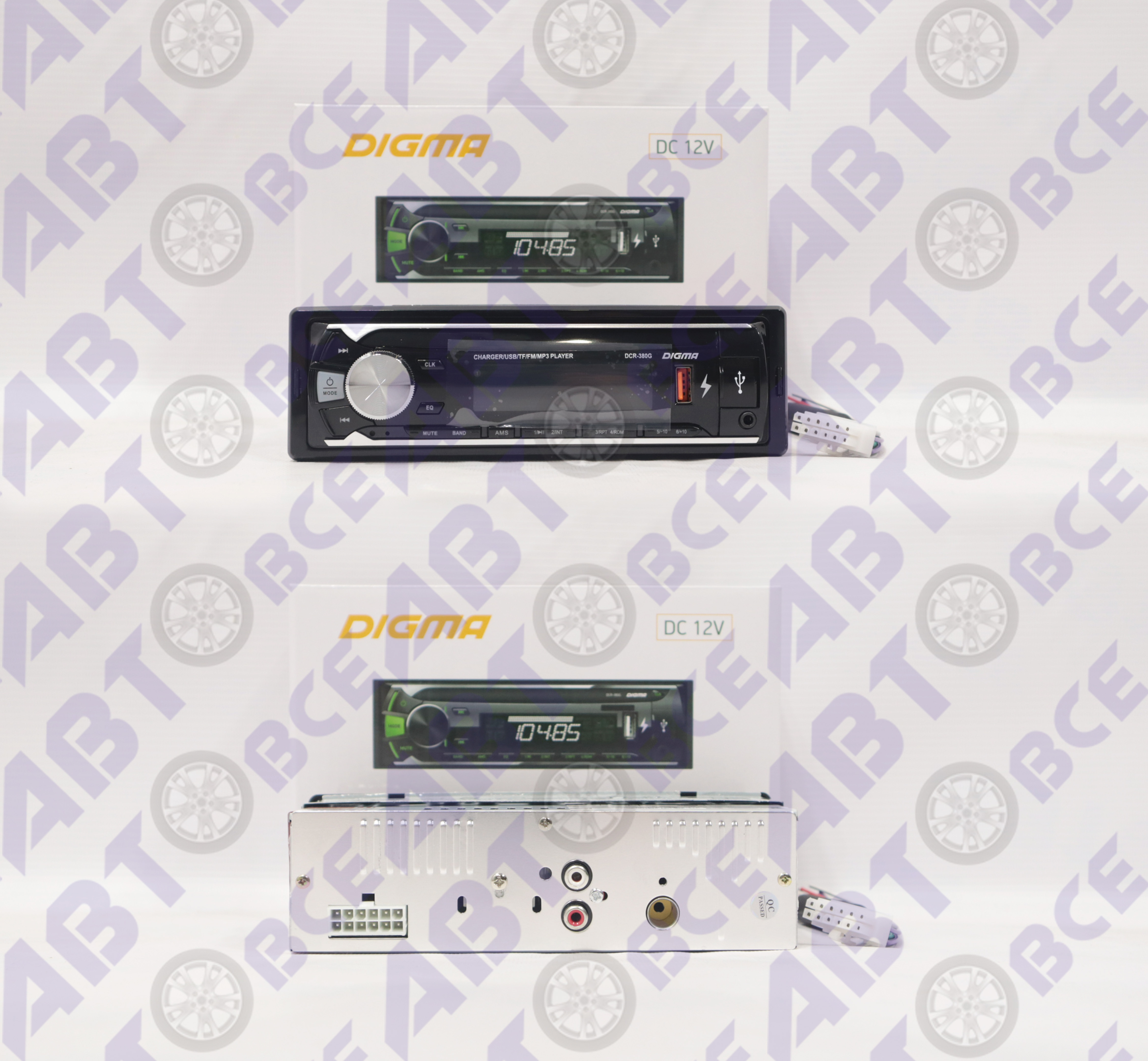 Автомагнитола (магнитофон) 1din  (USB/BT/SD/FM/AUX/MP3) DCR-380G DIGMA