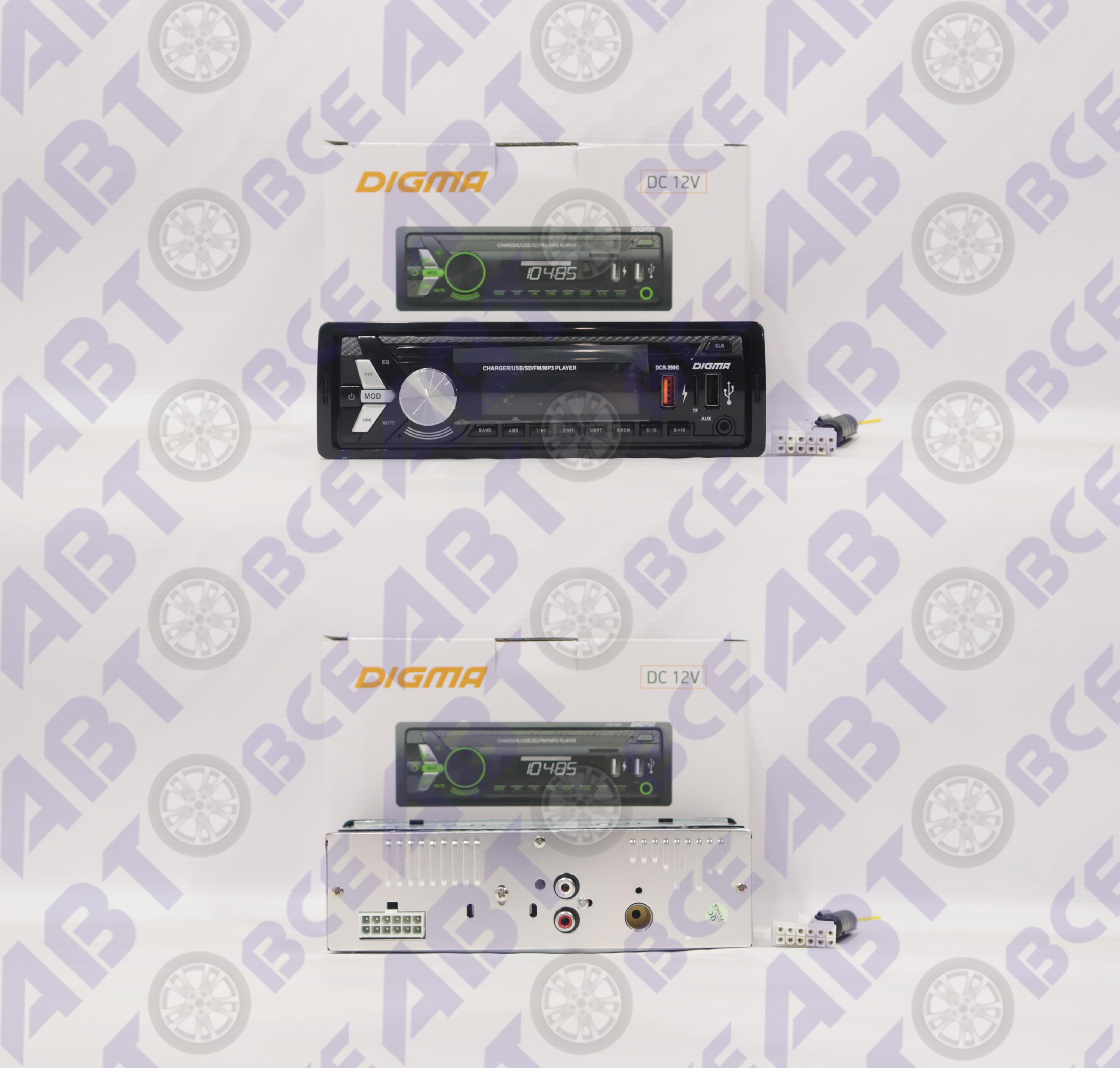 Автомагнитола (магнитофон) 1din  (USB/BT/SD/FM/AUX/MP3) DCR-390G DIGMA