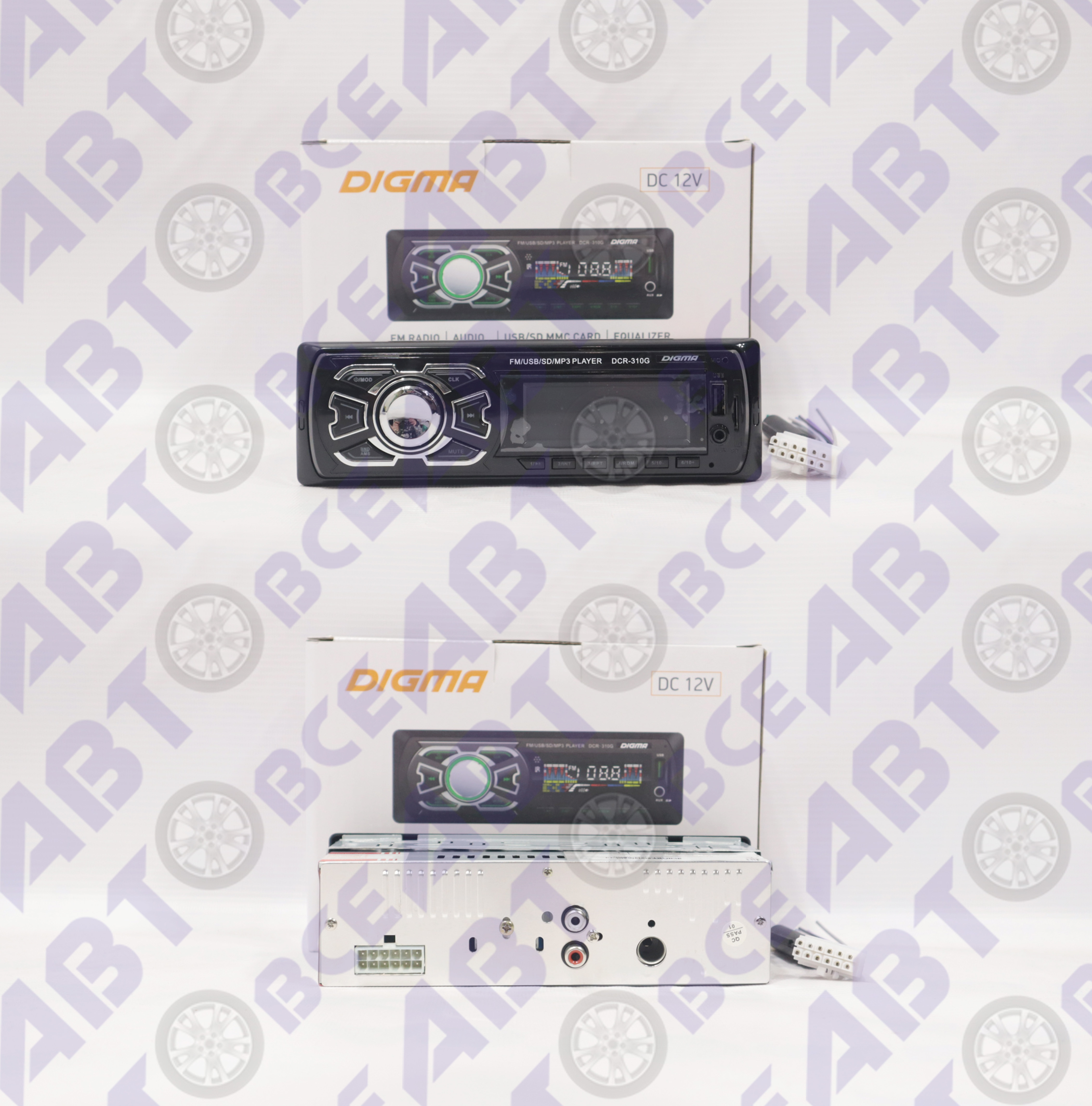 Автомагнитола (магнитофон) 1din  (USB/BT/SD/FM/AUX/MP3) DCR-310G DIGMA