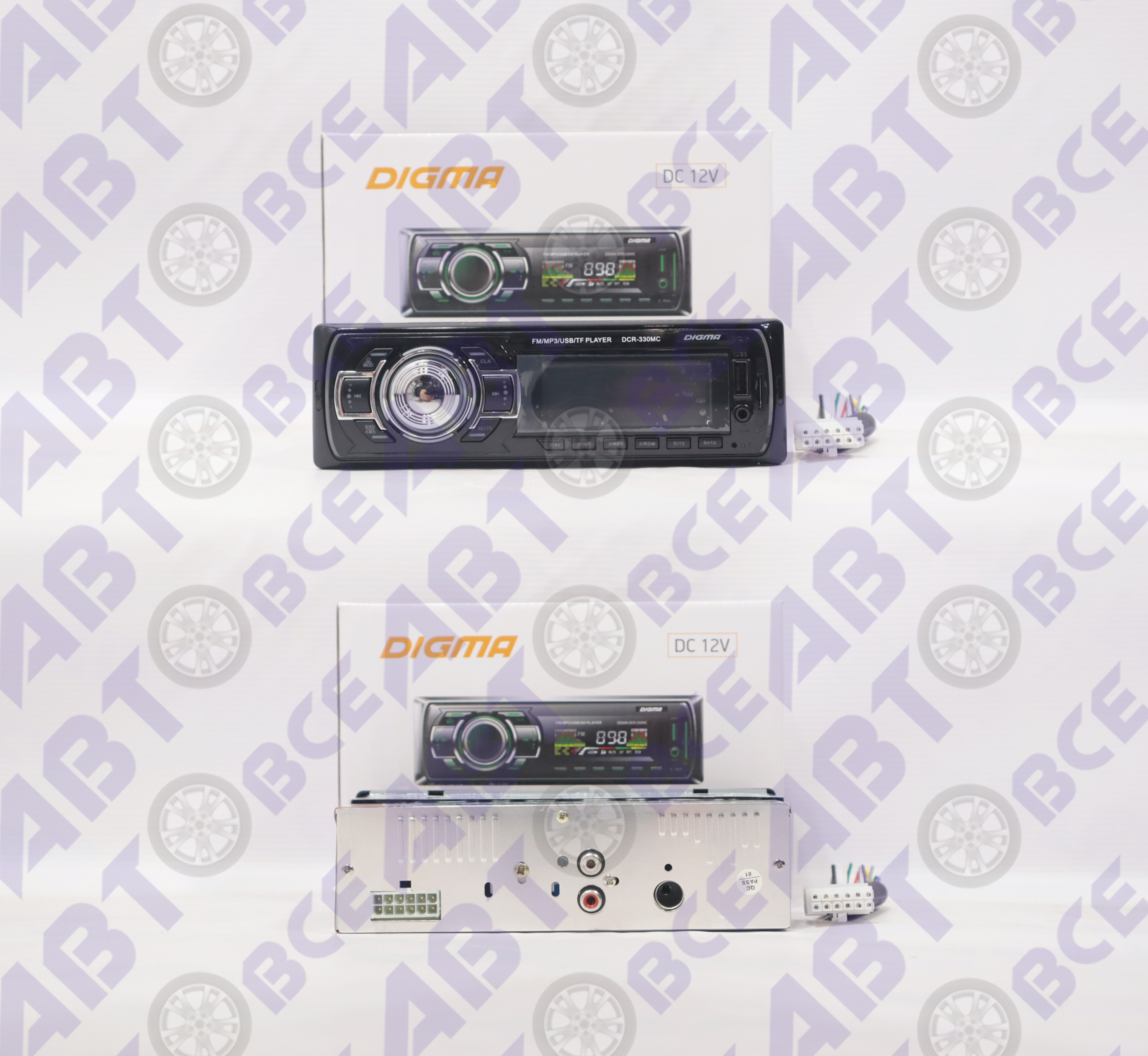 Автомагнитола (магнитофон) 1din  (USB/BT/SD/FM/AUX/MP3) DCR-330MC DIGMA