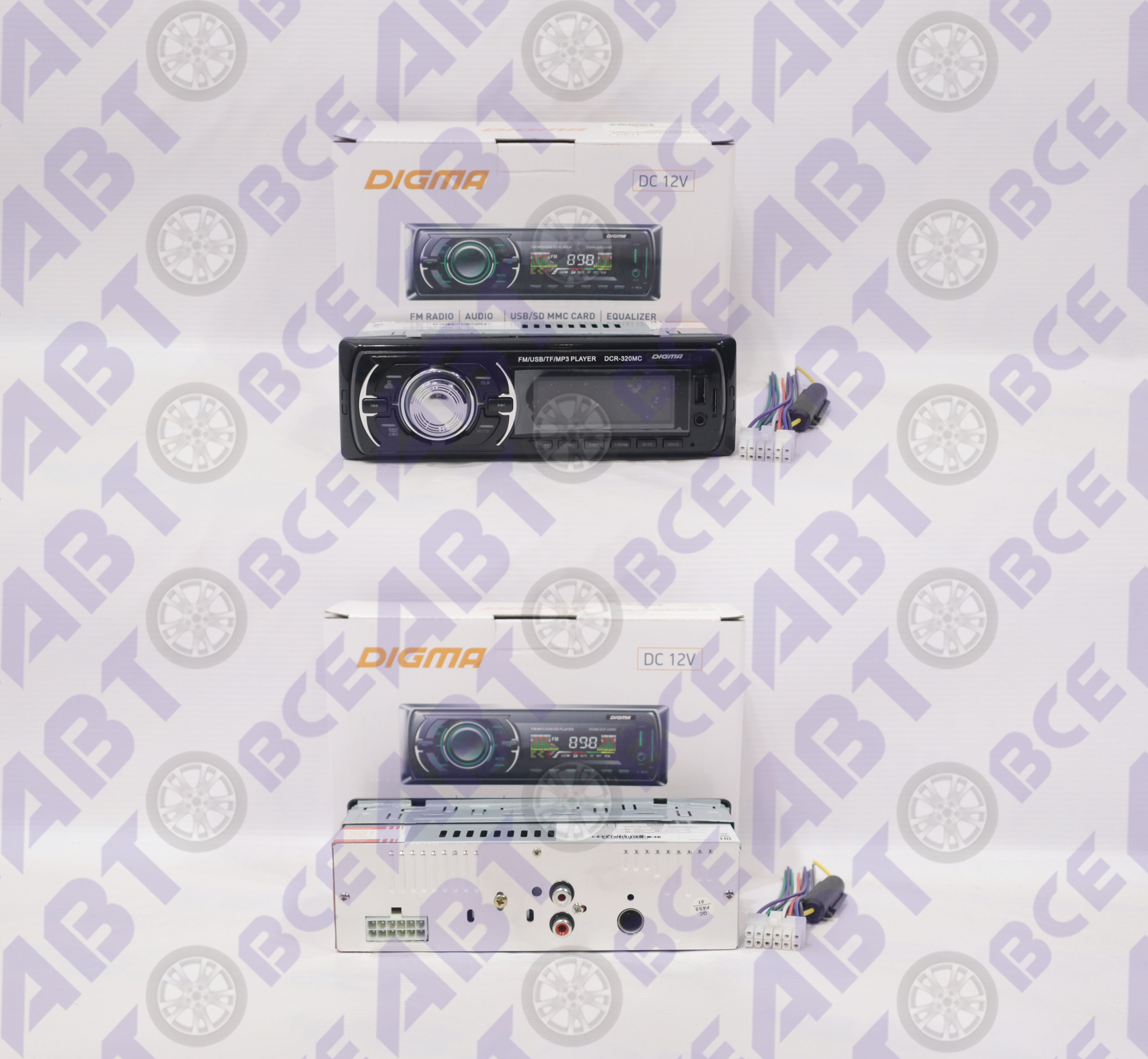 Автомагнитола (магнитофон) 1din  (USB/BT/SD/FM/AUX/MP3) DCR-320MC DIGMA