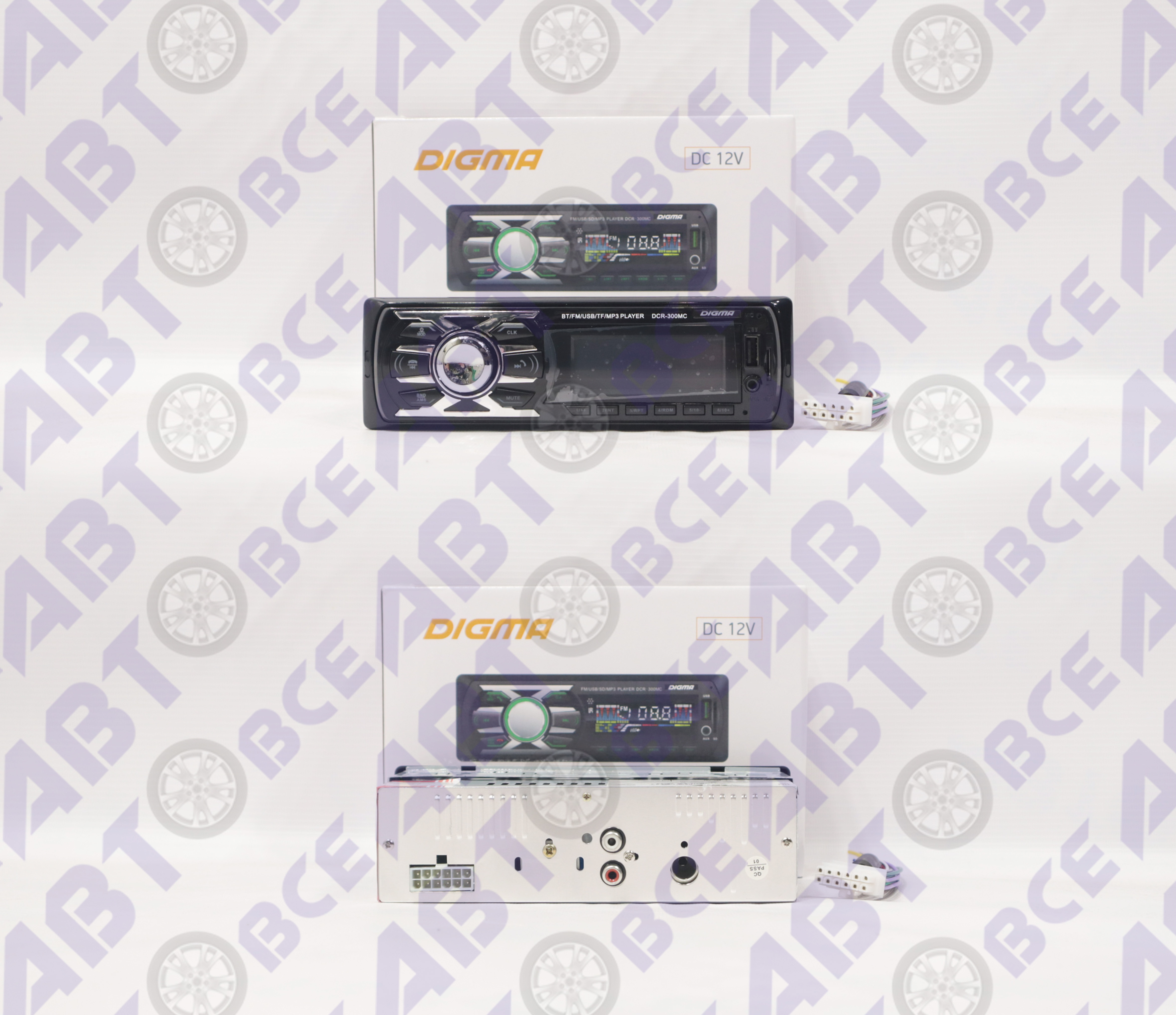 Автомагнитола (магнитофон) 1din  (USB/BT/SD/FM/AUX/MP3) DCR-300MC DIGMA