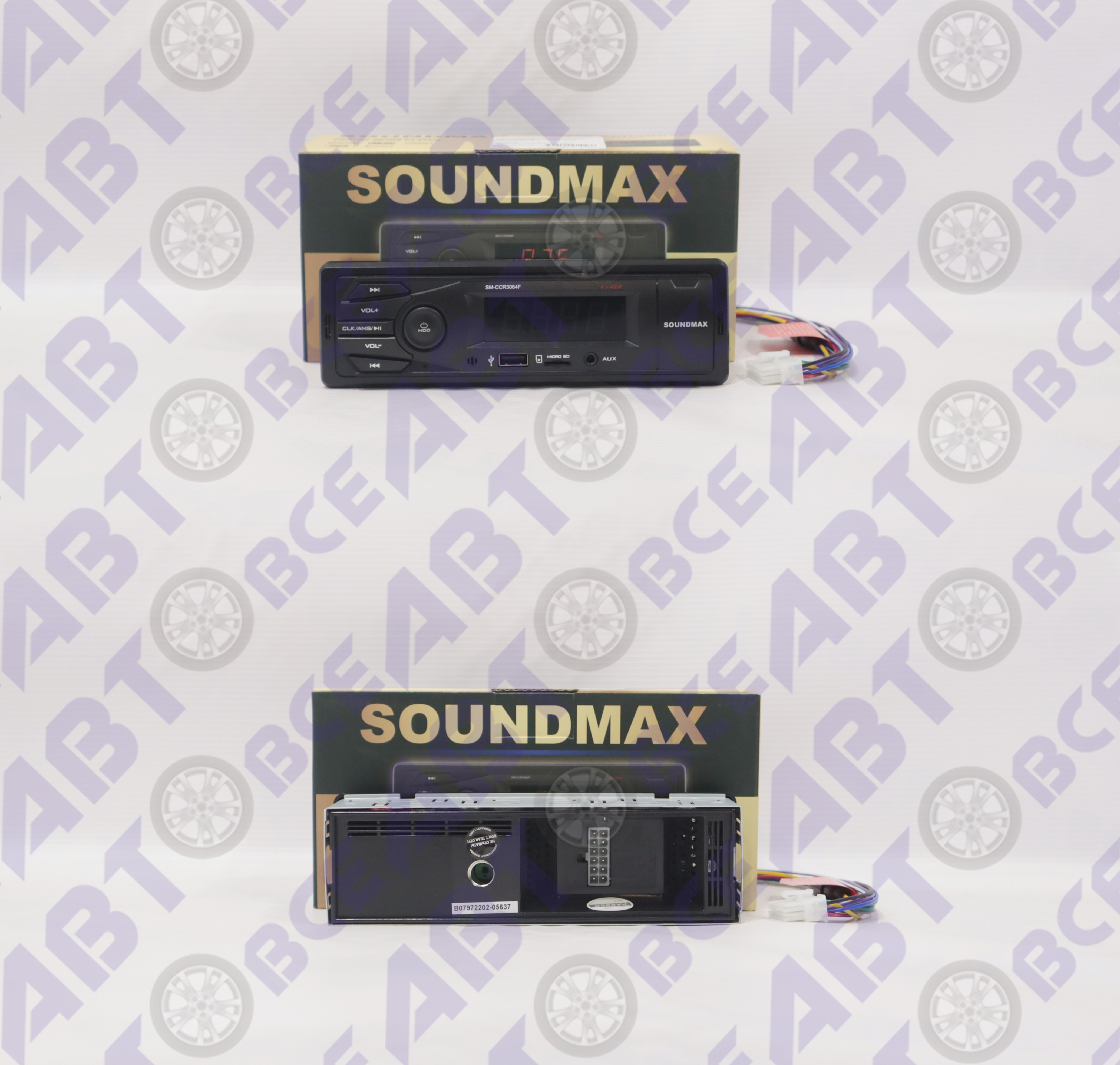 Автомагнитола (магнитофон) 1din  (USB/BT/SD/AUX/MP3) Оригинал SM-CCR3064F SOUNDMAX