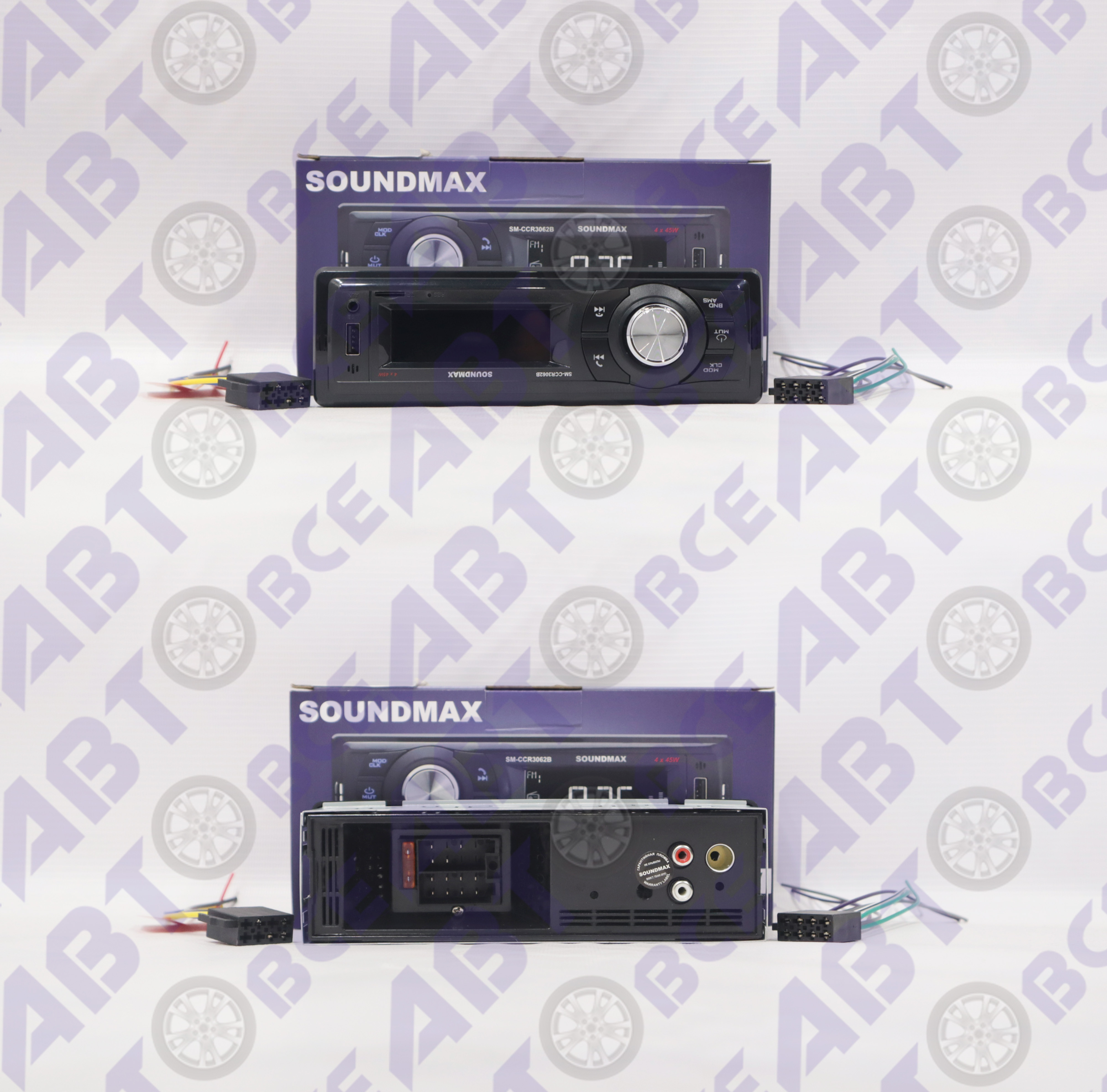 Автомагнитола (магнитофон) 1din  (USB/BT/SD/AUX/MP3) Оригинал SM-CCR3062B SOUNDMAX