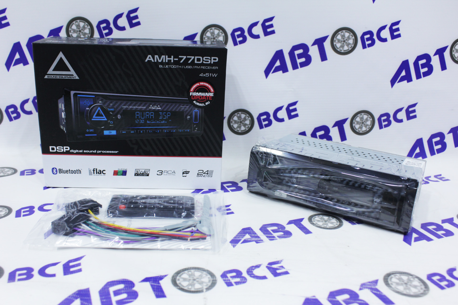 Автомагнитола с DSP процессором AMH-77DSP Black Edition DSP/3RCA/RGB-подсветка 25 полос эквалайзер AURA