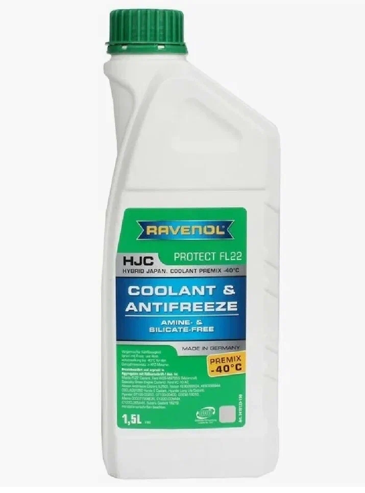 Антифриз зеленый -40C HJC Hybrid Japanese Coolant Premix  готовый к применению 1,5л RAVENOL